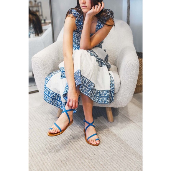 SEA New York Smocked Cream and Navy Dress - Picture 5 of 11